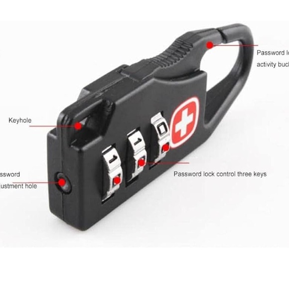 Black Combination Padlock with Red Cross Logo - Picture 2 of 2